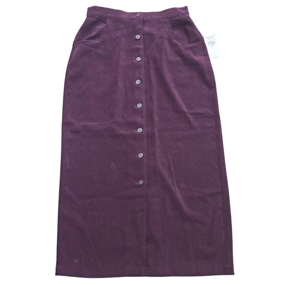 Amanda Smith Burgundy Button Front Midi Skirt